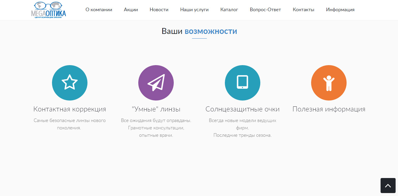 Корпоративный сайт магазина оптики Корпоративный сайт магазина оптики