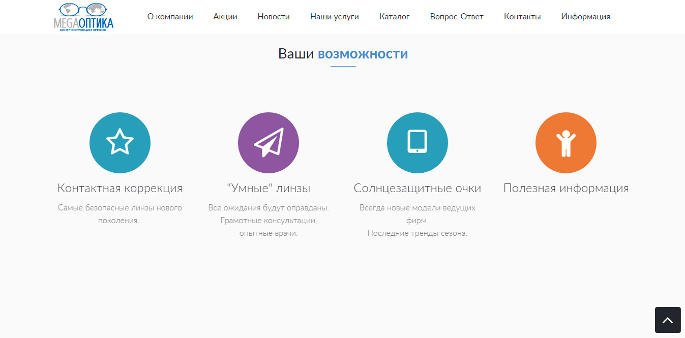 Корпоративный сайт магазина оптики